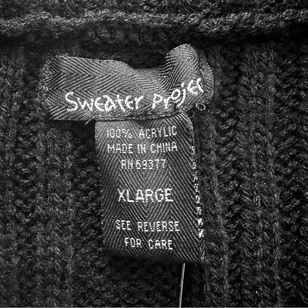 Sweater Project Cardigan Black Shawl Collar Crop Cropped Ribbed Sweater XL NEW - Picture 11 of 12